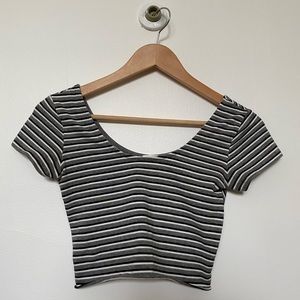 Garage striped crop tee shirt